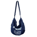 Denim Shoulder Bags Print Letter Large Capacity Messenger Bags