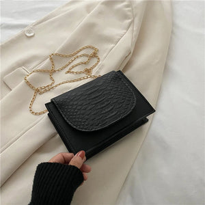 Crocodile Pattern Square Shoulder Bag Chain Crossbody Bag