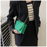 Crocodile Pattern Square Shoulder Bag Chain Crossbody Bag