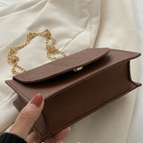 Crocodile Pattern Square Shoulder Bag Chain Crossbody Bag