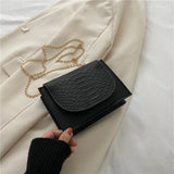 Crocodile Pattern Square Shoulder Bag Chain Crossbody Bag