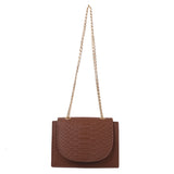 Crocodile Pattern Square Shoulder Bag Chain Crossbody Bag