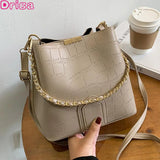 Embossed Bucket Bags Women Handbags Female Chain Shoulder Bags