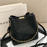 Embossed Bucket Bags Women Handbags Female Chain Shoulder Bags
