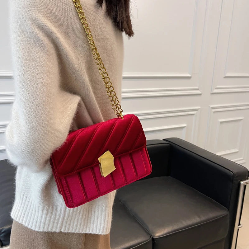 Vintage Stripe Shoulder Bag Mini Crossbody Handbag