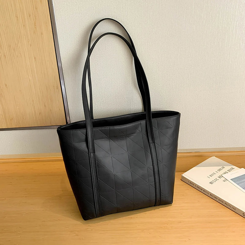 Plaid Stitch Tote Handbags Large Capacity Shoulder Bags