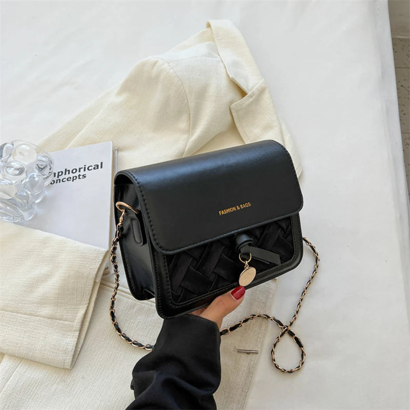 Square Crossbody Bags Chain Texture Contrast Bags