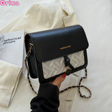 Square Crossbody Bags Chain Texture Contrast Bags