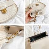 Solid Crossbody Bags Stone Pattern Handbags PU Leather Saddle Bags