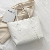 Women's Rhombic Embroidered Shoulder Bag Large Capacity Tote