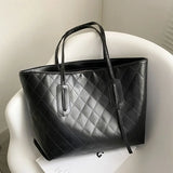 Women's Rhombic Embroidered Shoulder Bag Large Capacity Tote