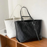 Women's Rhombic Embroidered Shoulder Bag Large Capacity Tote