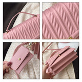 Female Stripe Shoulder Bag Lock Texture Mini Square Handbag