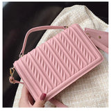 Female Stripe Shoulder Bag Lock Texture Mini Square Handbag