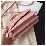 Female Stripe Shoulder Bag Lock Texture Mini Square Handbag