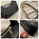 Female Crocodile Print Shoulder Bags Solid Pu Leather High Bags