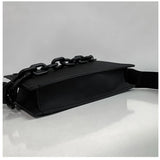 Solid Chest Shoulder Bags PU Leather Chain Waist Bags Horizontal Square Bags