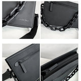 Solid Chest Shoulder Bags PU Leather Chain Waist Bags Horizontal Square Bags