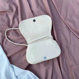 Women's Cloud Shoulder Bag Fold Crossbody Bag Solid PU Leather Messenger Bag