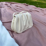 Women's Cloud Shoulder Bag Fold Crossbody Bag Solid PU Leather Messenger Bag
