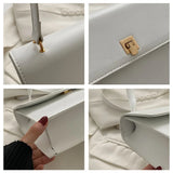 Horizontal Square Leather Shoulder Bag for Women