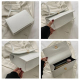 Horizontal Square Leather Shoulder Bag for Women