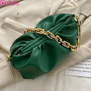 Ladies One-shoulder Armpit Cloud Bags Fold Chain Messenger Bags