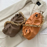 Ladies One-shoulder Armpit Cloud Bags Fold Chain Messenger Bags