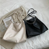 Large Capacity Female Handbags Solid Chain Shoulder Bags Bucket Crossbody Bag