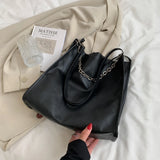 Large Capacity Female Handbags Solid Chain Shoulder Bags Bucket Crossbody Bag