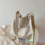 Large Capacity Female Handbags Solid Chain Shoulder Bags Bucket Crossbody Bag