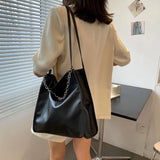 Large Capacity Female Handbags Solid Chain Shoulder Bags Bucket Crossbody Bag