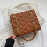 Large Capacity Women's Lozenge Shoulder Bag Casual Diamond Chain Crossbody Tote