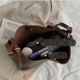 Large Capacity Shoulder Bucket Bags Female Style All-match Texture Messenger Bag