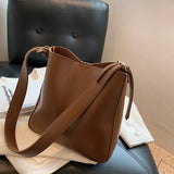 Large Capacity Shoulder Bucket Bags Female Style All-match Texture Messenger Bag