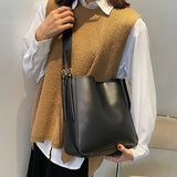 Large Capacity Shoulder Bucket Bags Female Style All-match Texture Messenger Bag