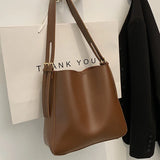 Large Capacity Shoulder Bucket Bags Female Style All-match Texture Messenger Bag