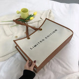 Large Capacity Women Shoulder Bags Handbags Contrast Canvas Tote Bags
