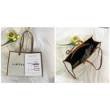Large Capacity Women Shoulder Bags Handbags Contrast Canvas Tote Bags