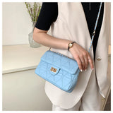 Lingge Chain Shoulder Bag for Women Casual Underarm Crossbody Bag Solid Square