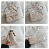 Lingge Chain Shoulder Bag for Women Casual Underarm Crossbody Bag Solid Square