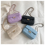 Lingge Chain Shoulder Bag for Women Casual Underarm Crossbody Bag Solid Square