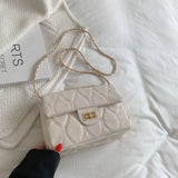 Lingge Chain Shoulder Bag for Women Casual Underarm Crossbody Bag Solid Square