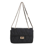 Lingge Chain Shoulder Bag for Women Casual Underarm Crossbody Bag Solid Square
