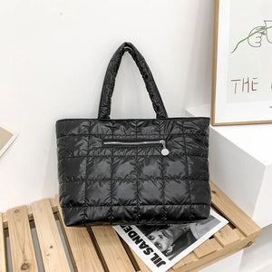 Lingge Ladies Shoulder Bag Large Capacity Handbags Solid Nylon High Bag