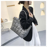 Lingge Ladies Shoulder Bag Large Capacity Handbags Solid Nylon High Bag