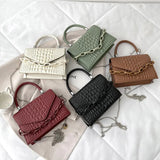 Crocodile Pattern Tote Handbag Chain Crossbody Square Bag