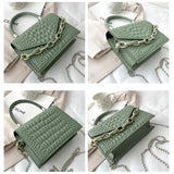 Crocodile Pattern Tote Handbag Chain Crossbody Square Bag