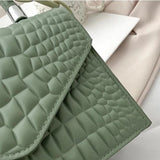 Crocodile Pattern Tote Handbag Chain Crossbody Square Bag