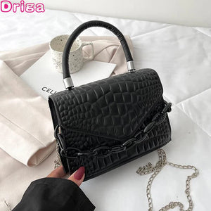 Crocodile Pattern Tote Handbag Chain Crossbody Square Bag